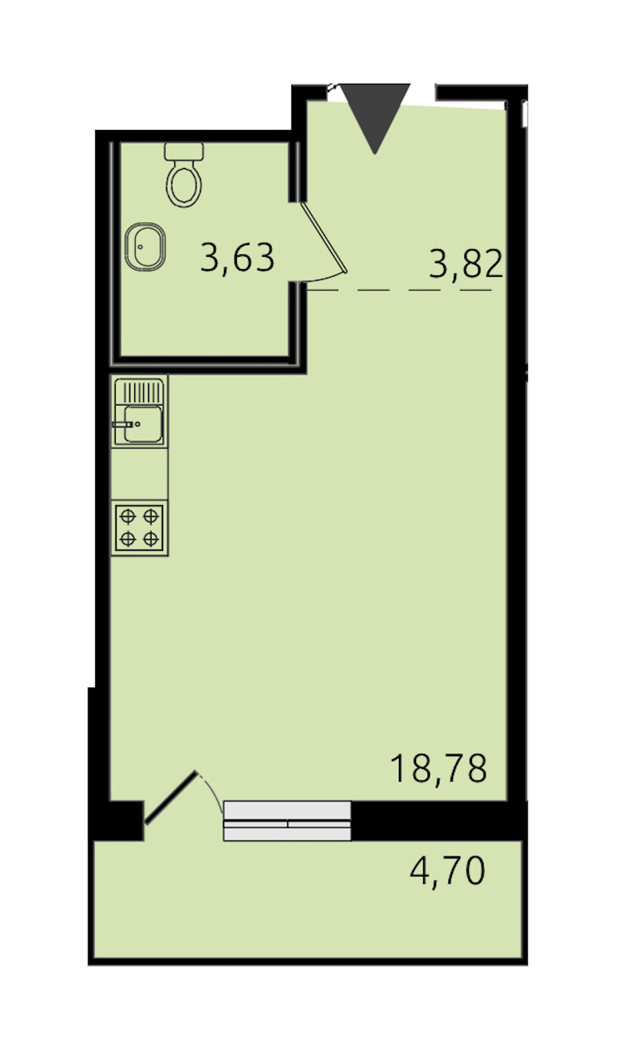 Квартира студия 26.64 м², 15/19 эт., ЖК «Новые горизонты 2»
